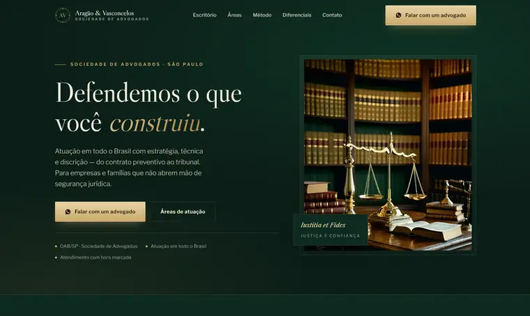 Site de escritório de advocacia criado pela Nebula