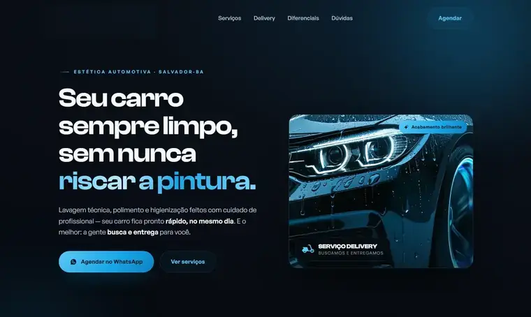 Site de estética automotiva criado pela Nebula
