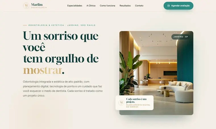 Site de clínica odontológica criado pela Nebula