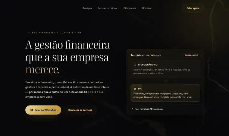 Site de serviços financeiros criado pela Nebula